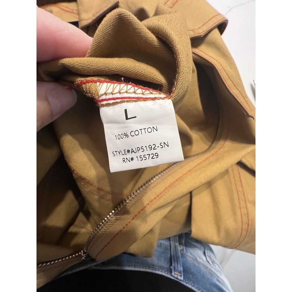 Nichole Lynel Womens Tan Utility Jumpsuit Red Contrast Stitch Cotton Large - Picture 5 of 9